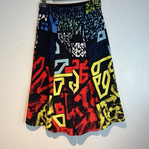 Agnes B. With artists Lek&amp;Sowat graffiti geometric print skirt size 36 - Picture 4 of 7